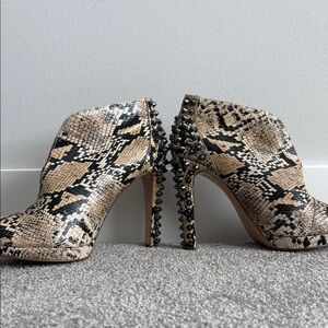 Studded Snake Print Ankle Boots